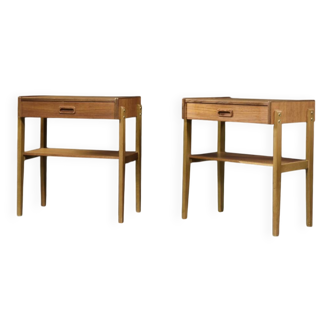 Vintage Mid-Century Scandinavian Modern Teak Nightstands, 1960s, Set of 2