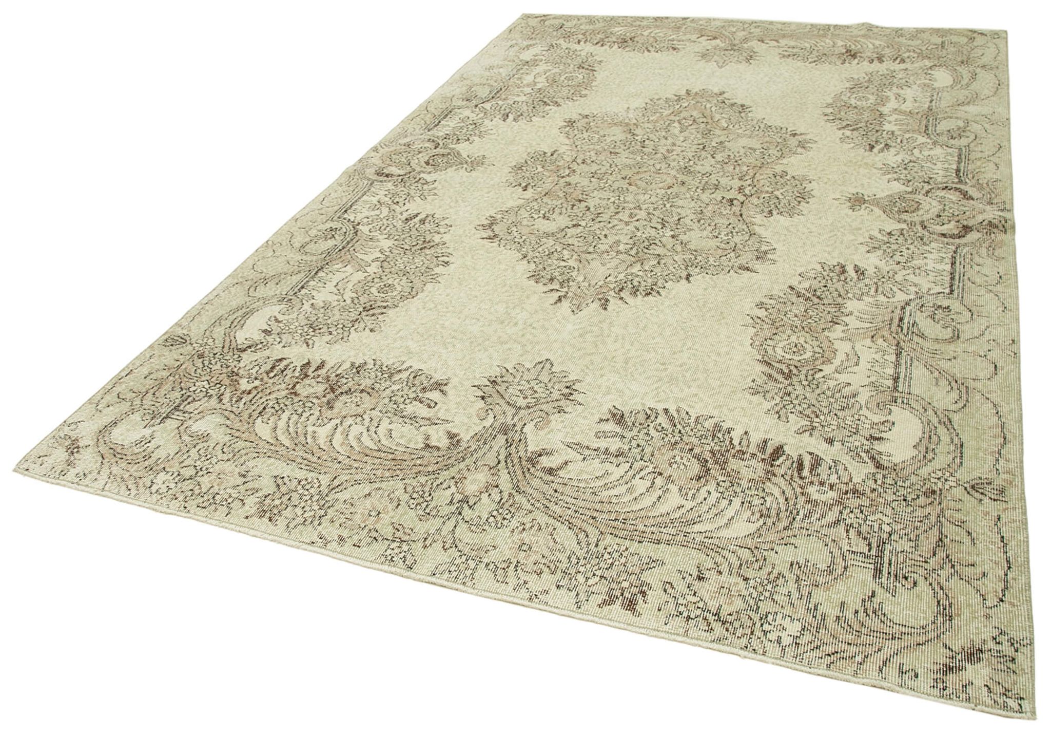Tapis beige anatolien tissé à la main 202 cm x 312 cm