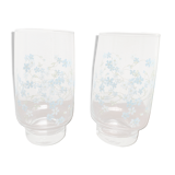 Two glasses with small blue flowers