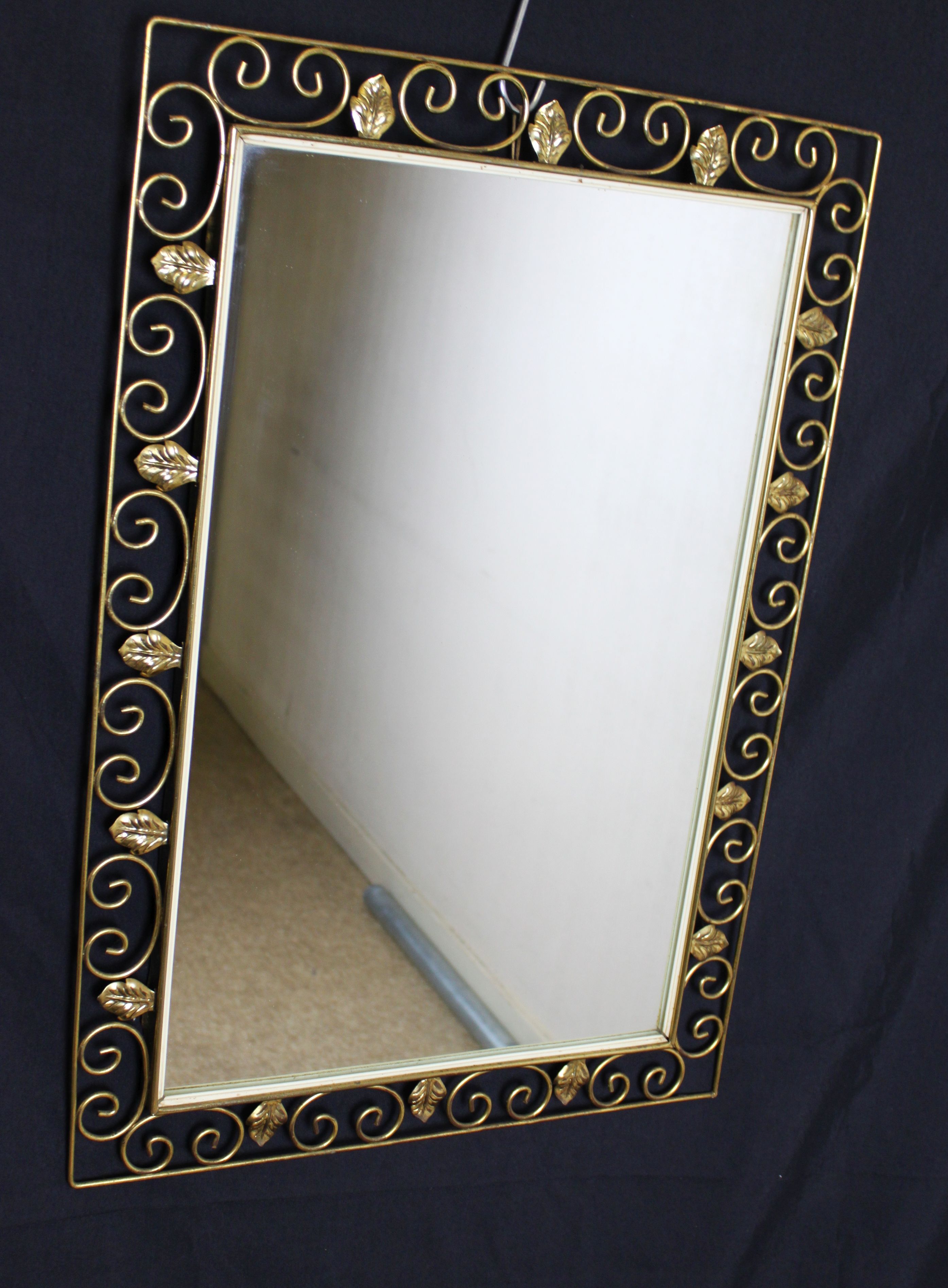 Gold wrought iron art deco mirror, 1940 - 68x50cm