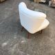 Pair of white club armchairs in beech and fabric, Mid-Century Hungarian style 1950s.