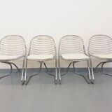 Set of 4 vintage Italian Gastone Rinaldi style chairs in chrome metal
