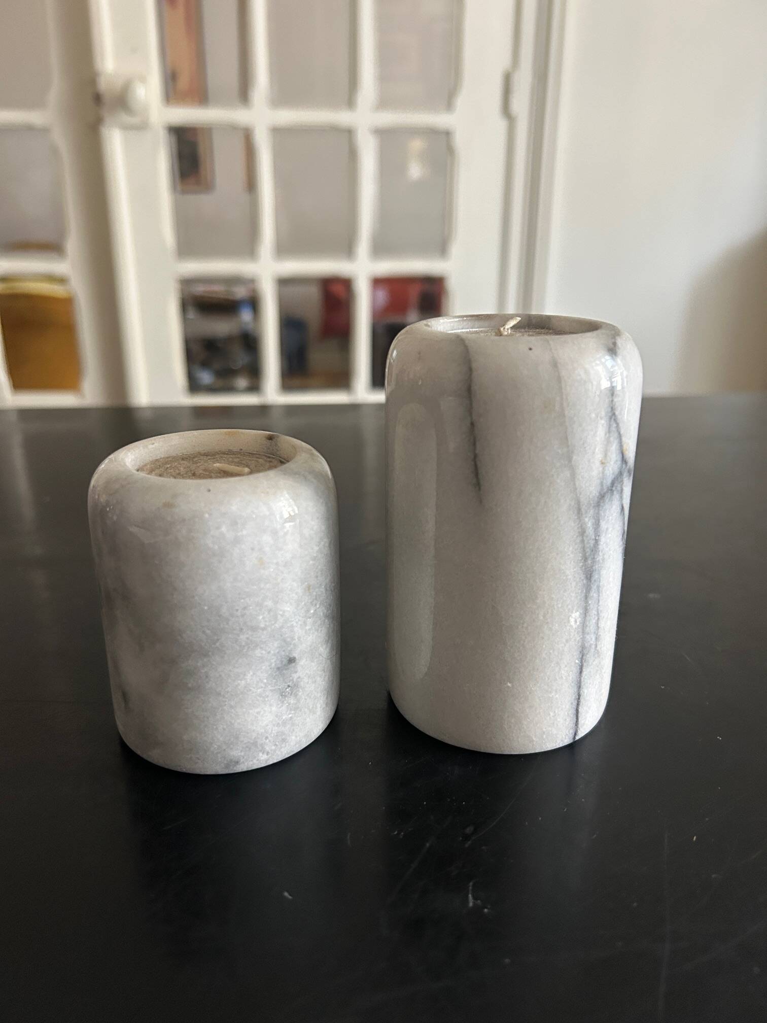pair of marble candlesticks