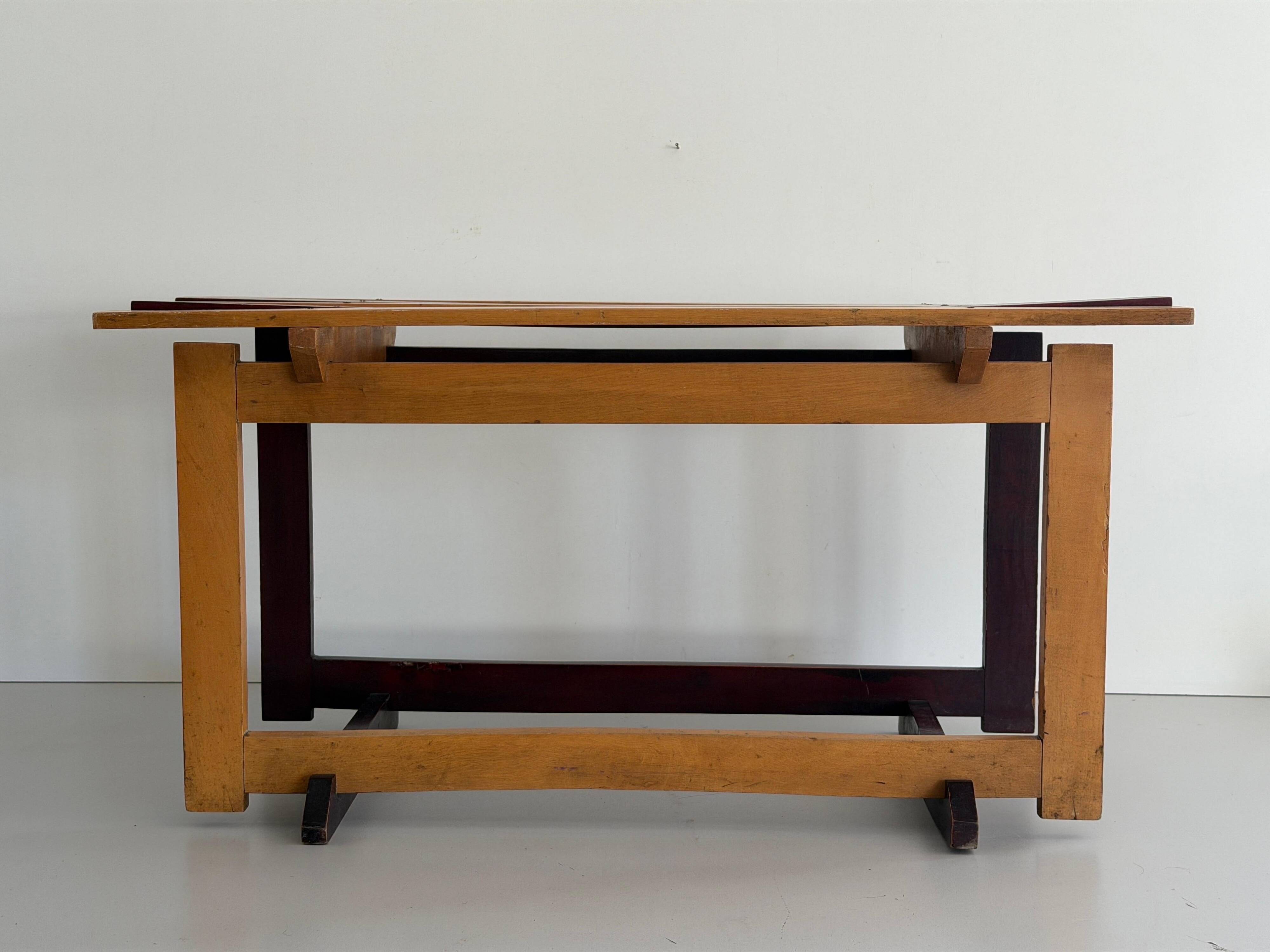 Mid-century Italian solid wood two-tone bench, 1950s, Italy