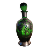 Murano glass alcohol bottle green & silver 1930s - 1940s.