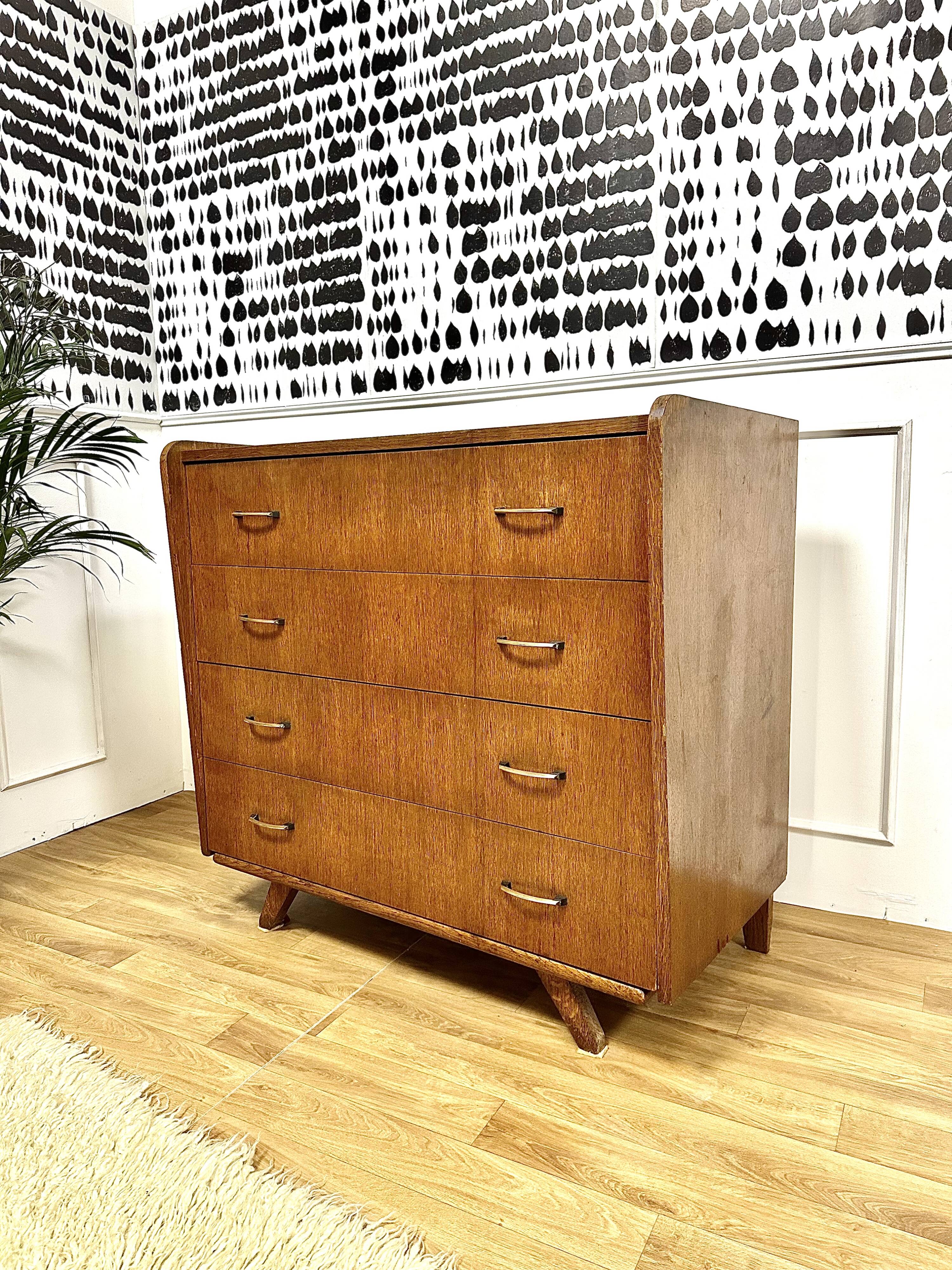 Vintage chest of drawers compass feet