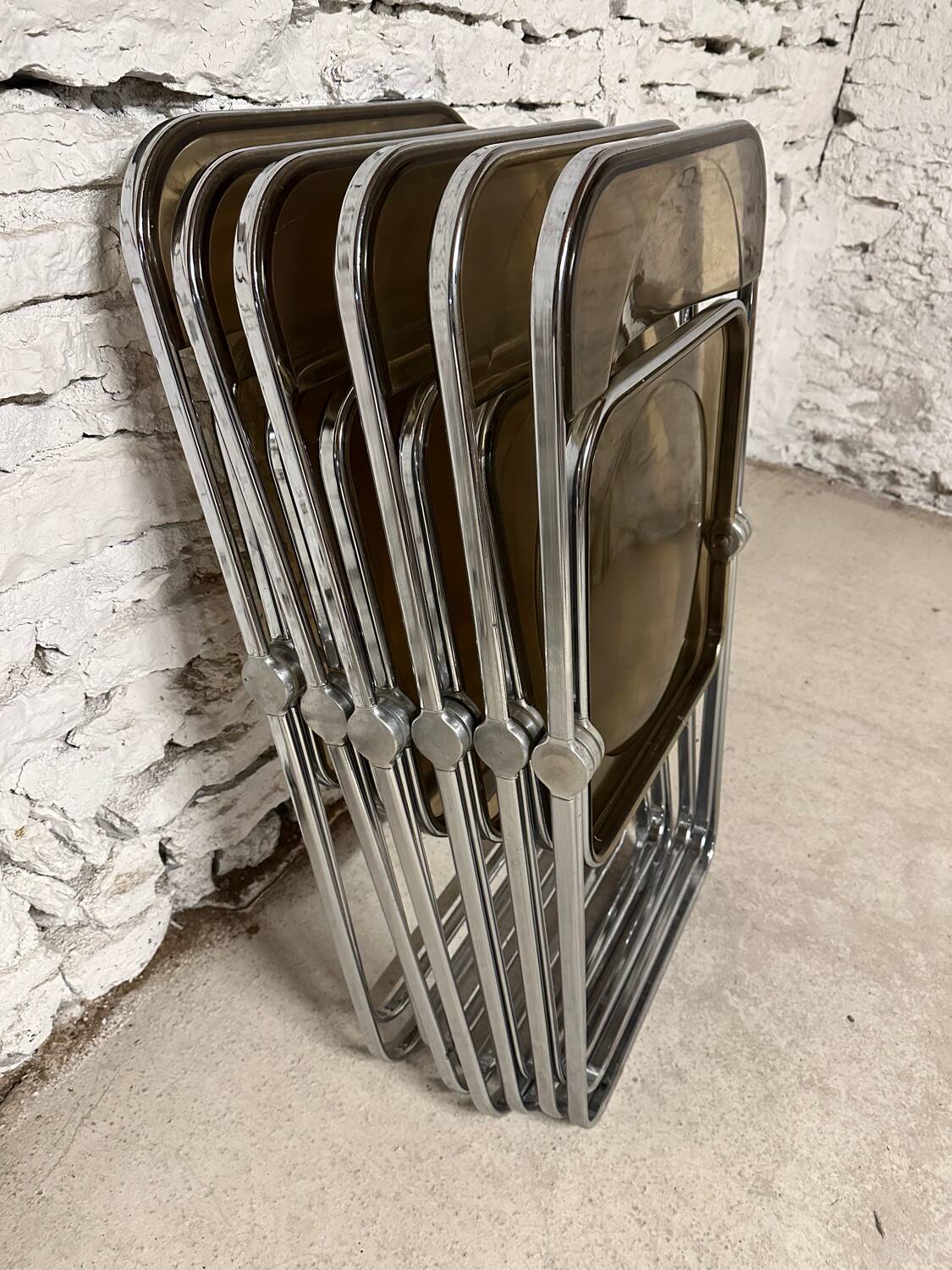 6 Plia chairs by Giancarlo Piretti for Castelli 1970