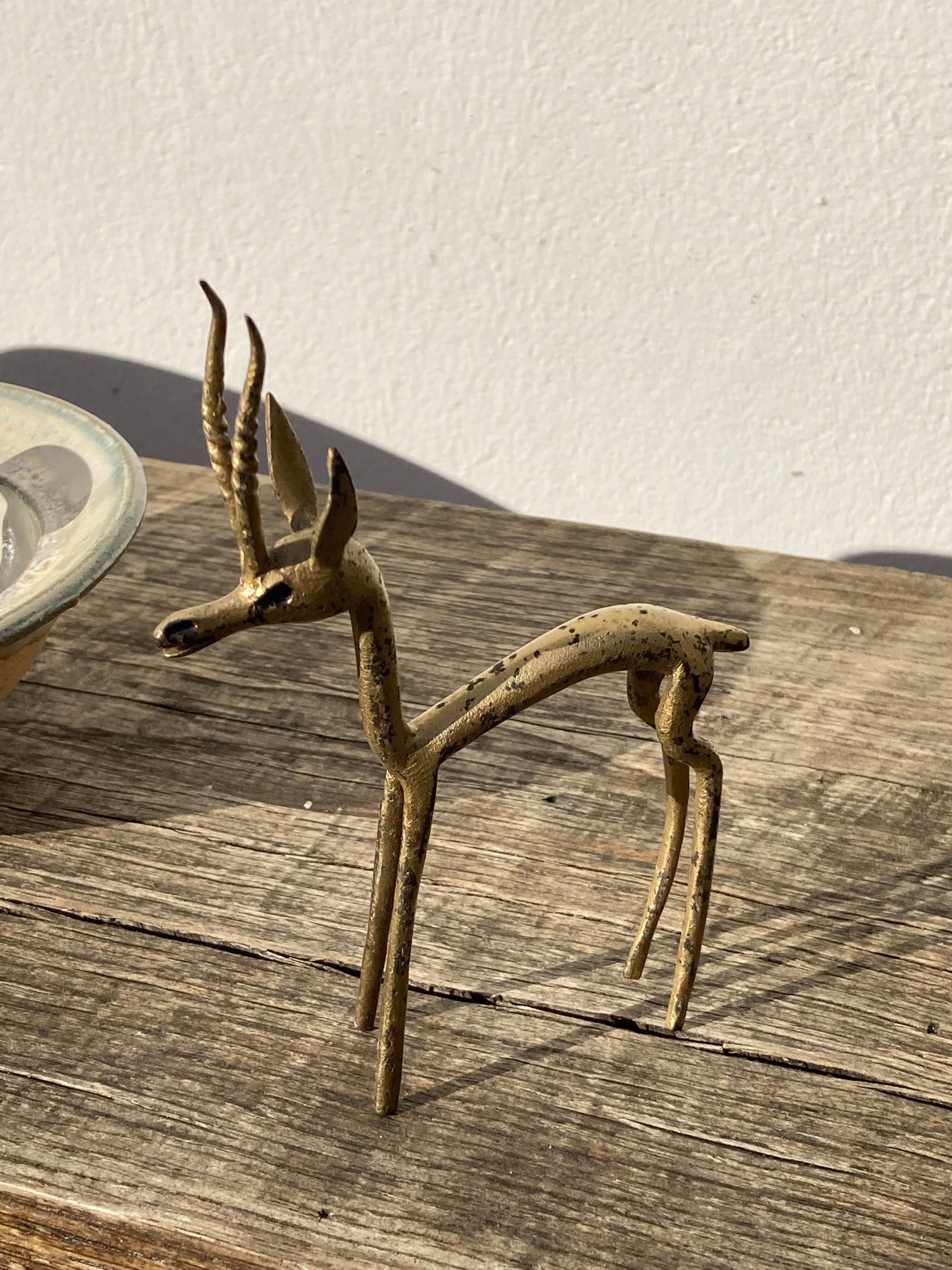 1970s gilded brass antelope