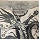 Black lithograph demon on horse carrying a young woman (eve) signed 3ki, surrealism glass frame