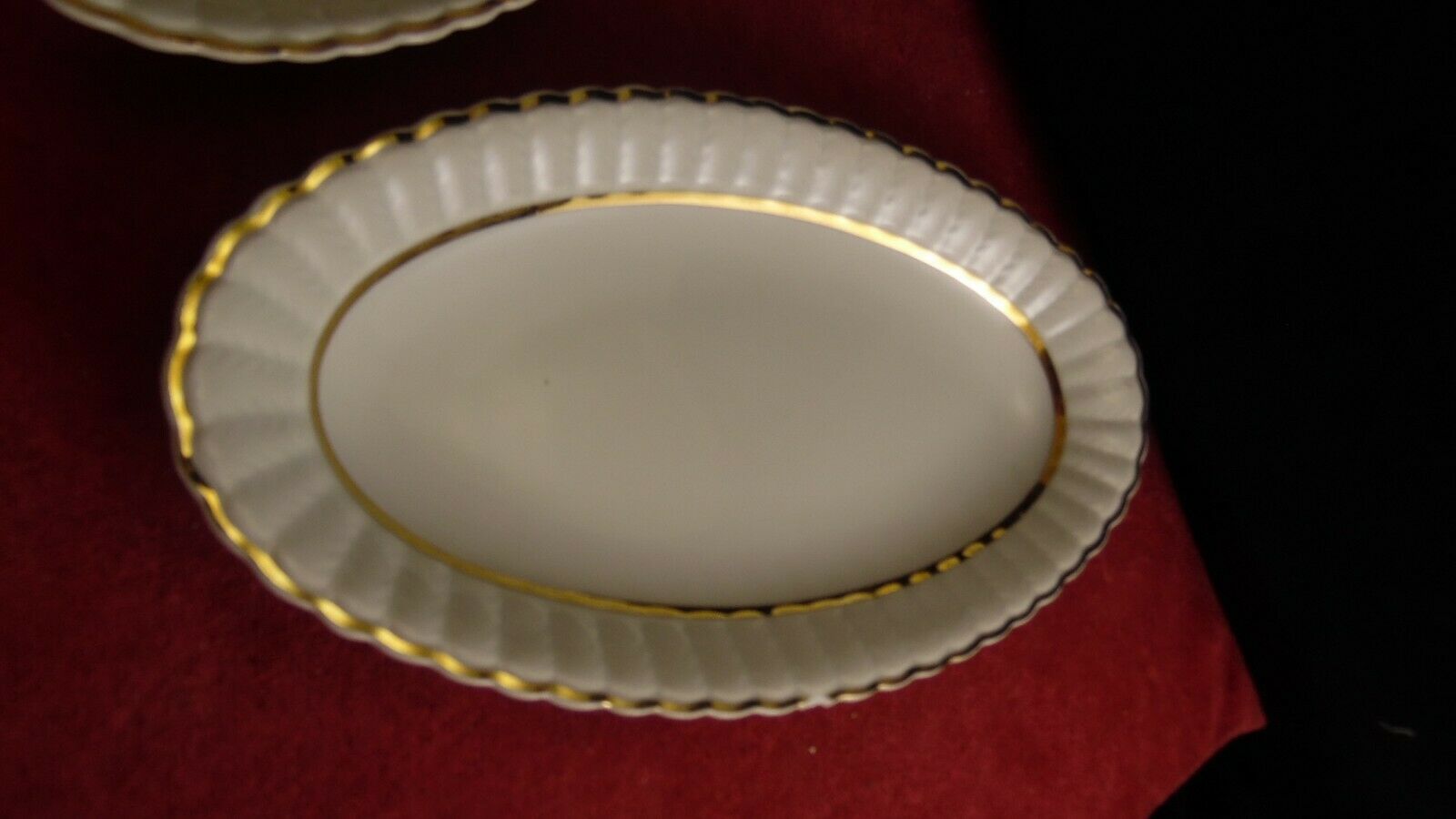 Bernardaud Limoges porcelain ravier white and gold model