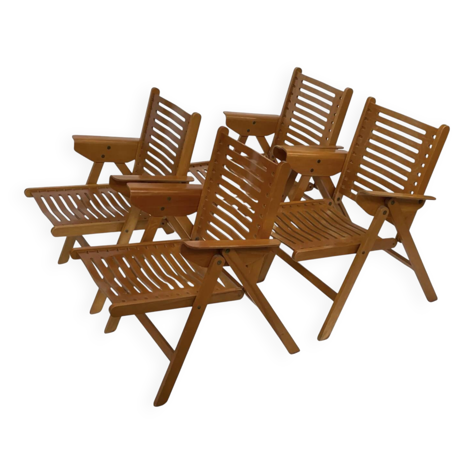 Ensemble vintage de quatre chaises pliantes Rex en contreplaqué, design Niko Kralj, 1950