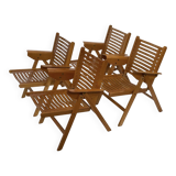 Ensemble vintage de quatre chaises pliantes Rex en contreplaqué, design Niko Kralj, 1950