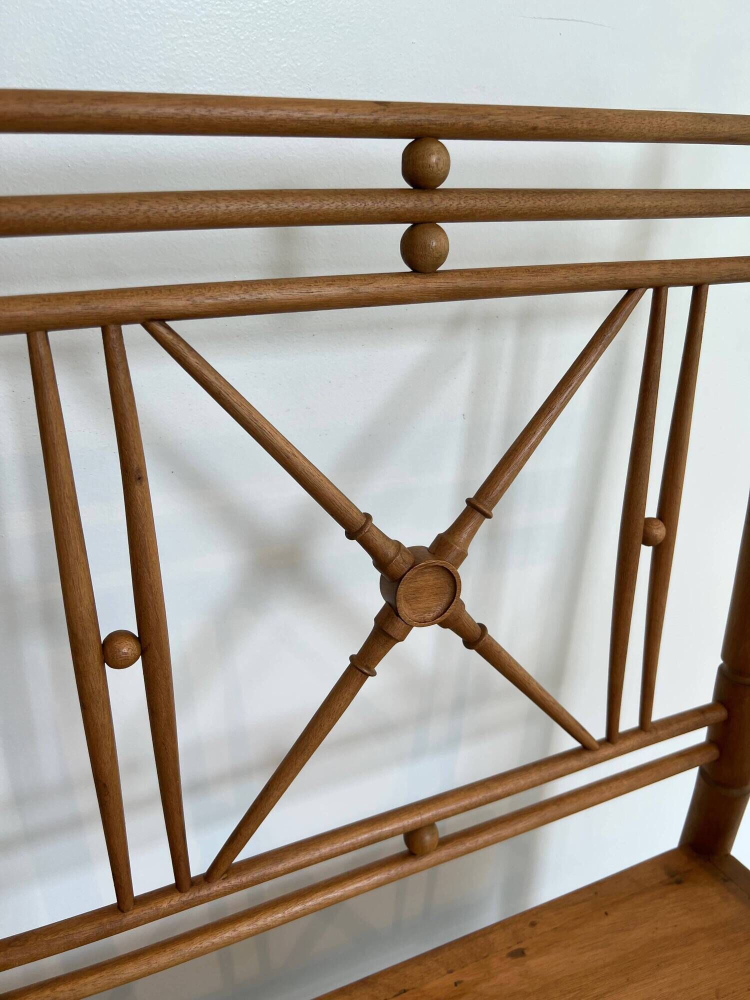 Vicario Armchair in Natural Wood Bamboo Style with Crossbars. Made in France.
