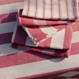 Lot de 6 serviettes de table à rayures roses