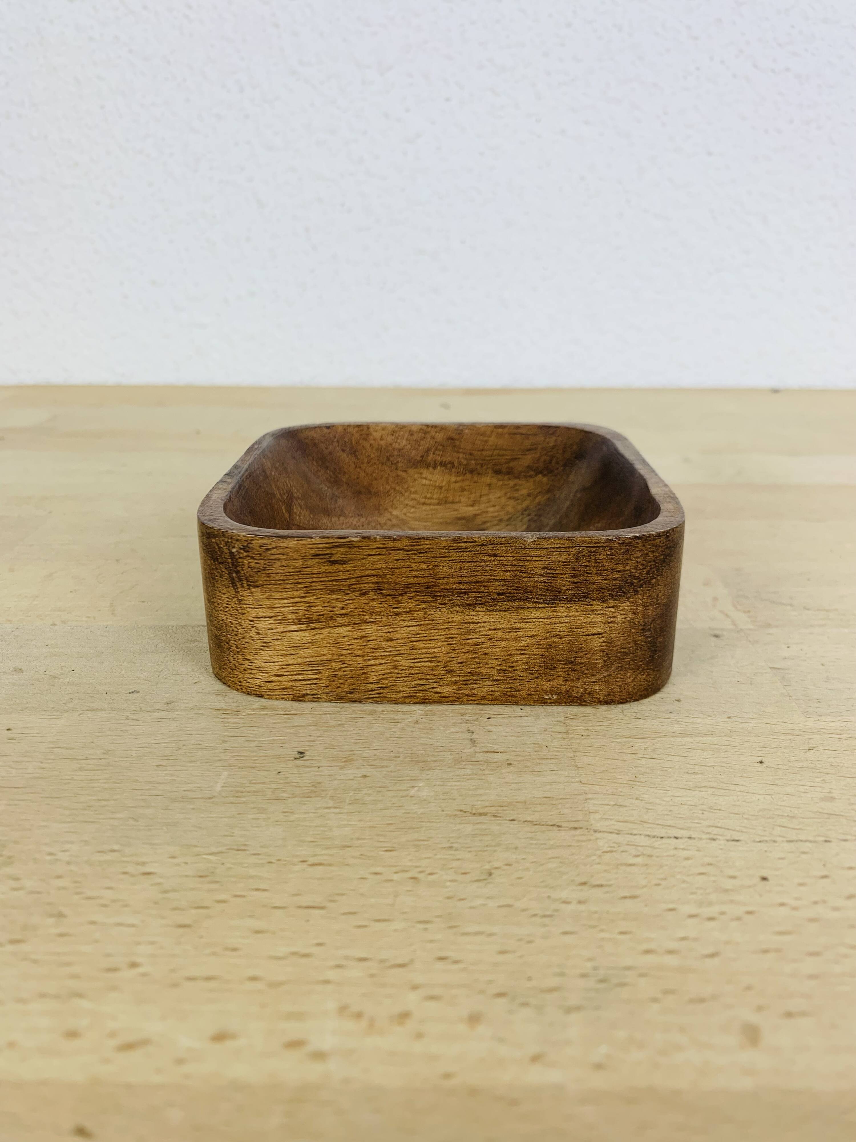 60s teak pocket emptier, square