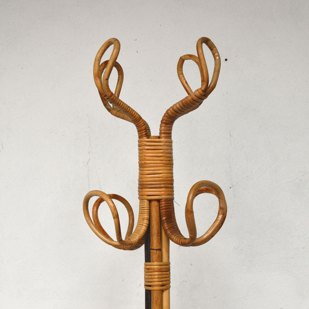 Bamboo and rattan coat holder, 1960