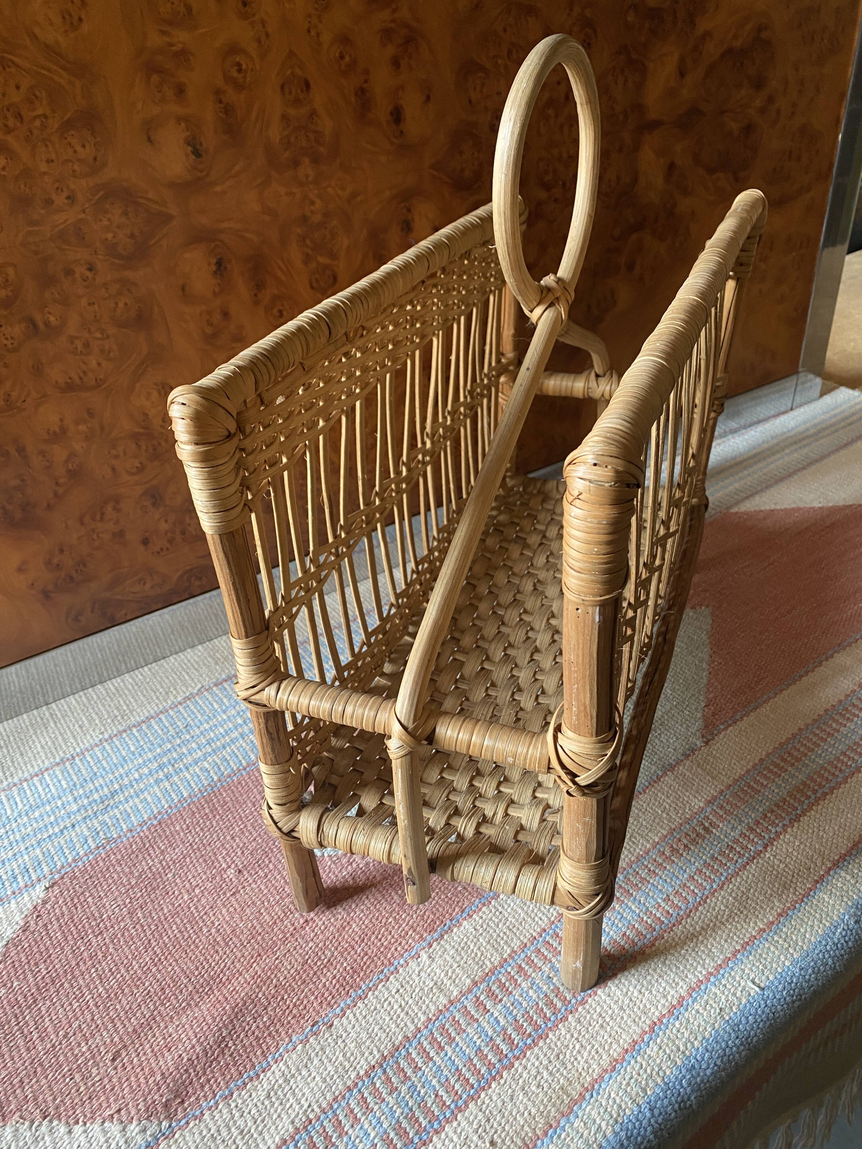 Rattan magazine holder
