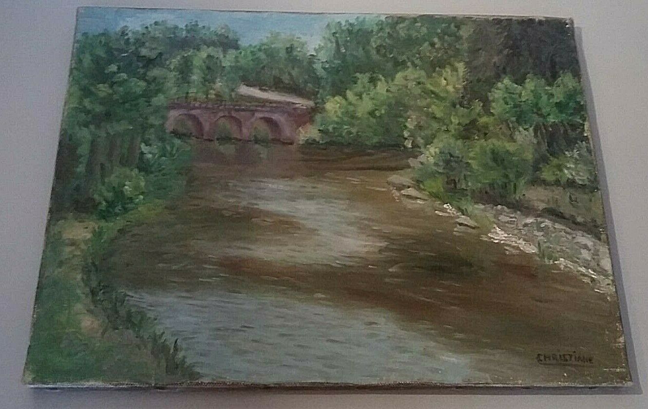 Tableau peinture Huile sur toile paysage rivière