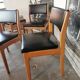 Set of 4 chairs scandinavian style wood and skaï black