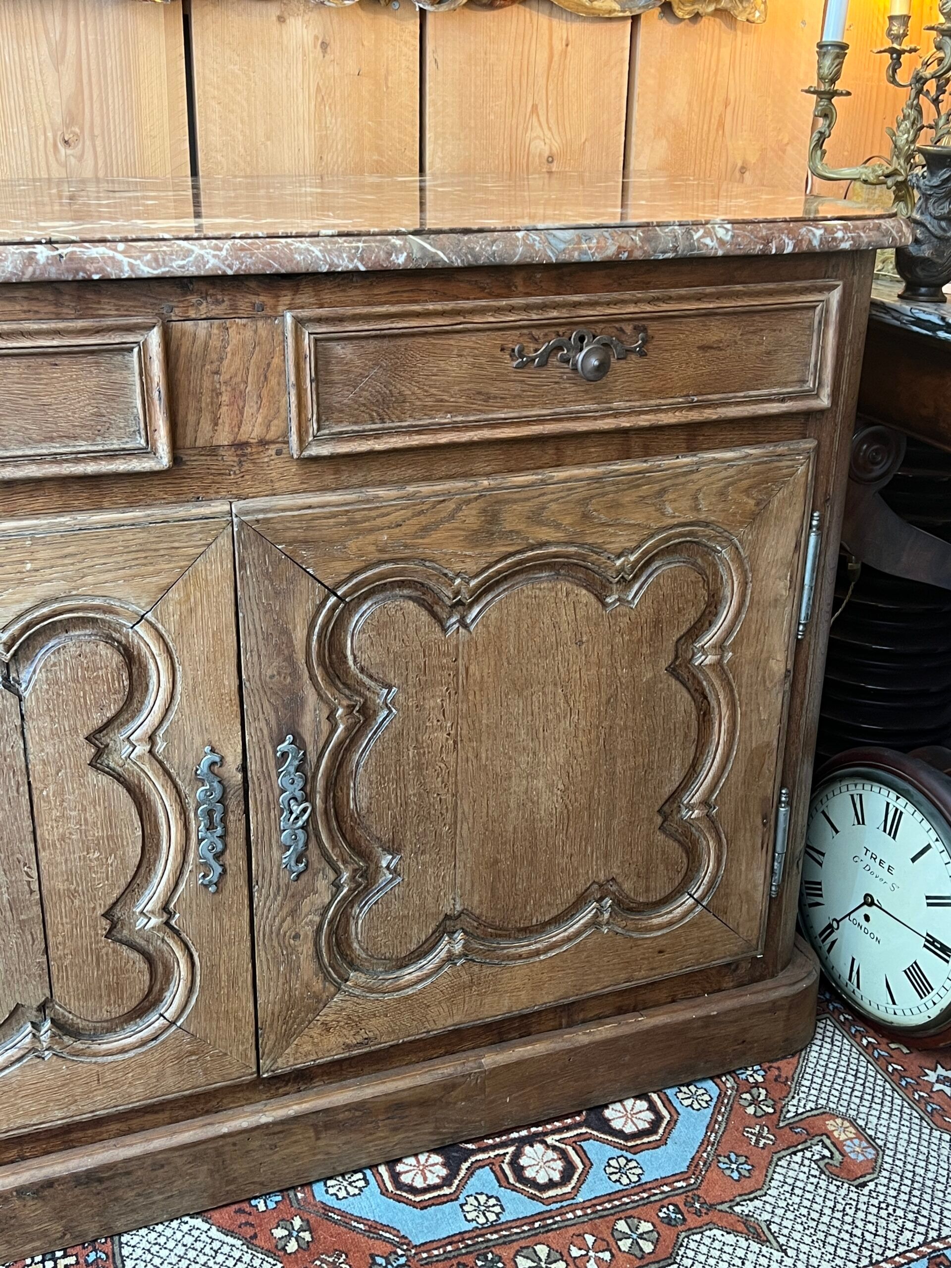 Bressan style hunting sideboard, marble top, 19th century
