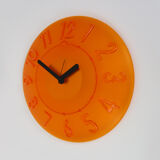 Guzzini orange wall clock from the 1980s