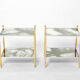 Pair of tables ends sofa brass chrome mirror