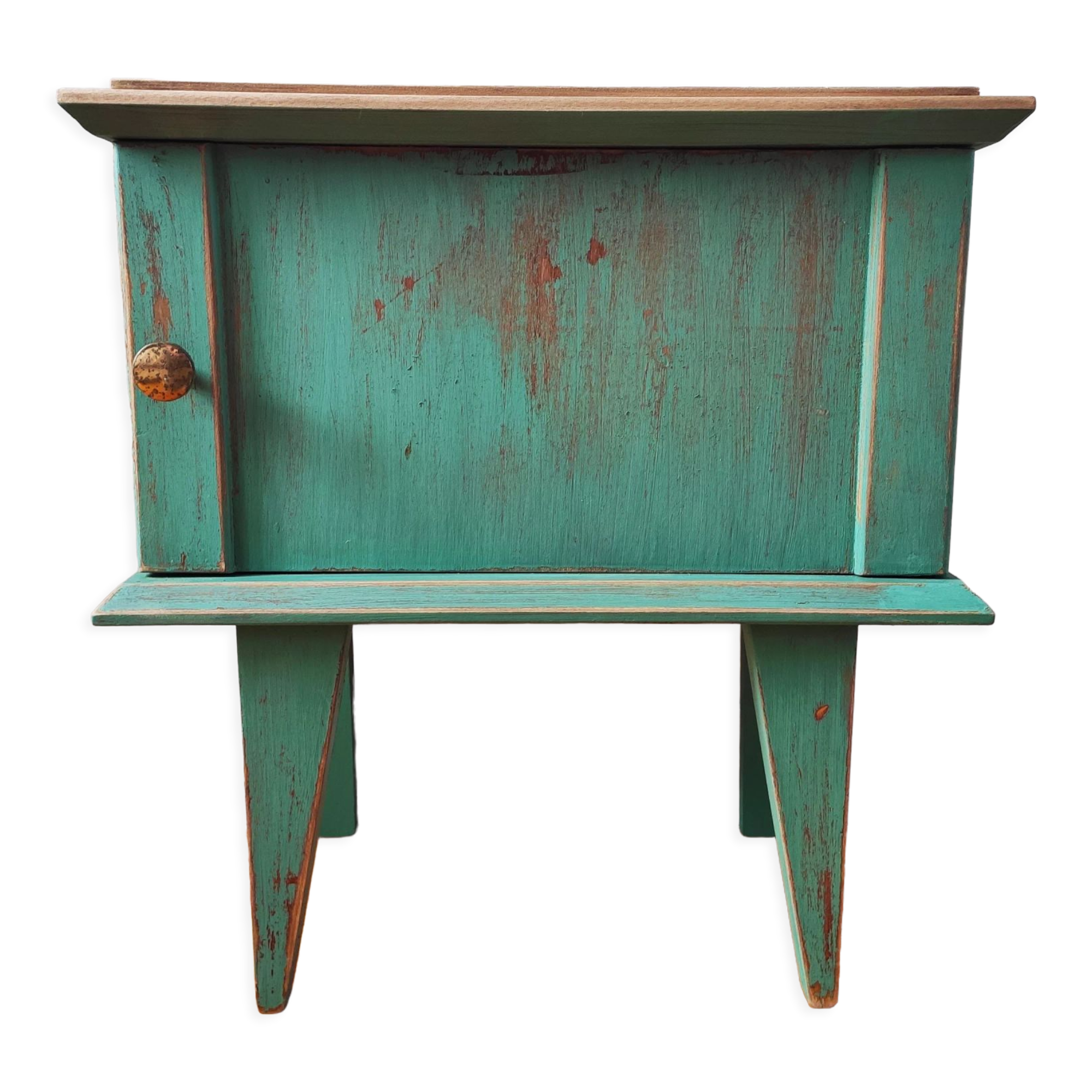 Patinated vintage bedside table