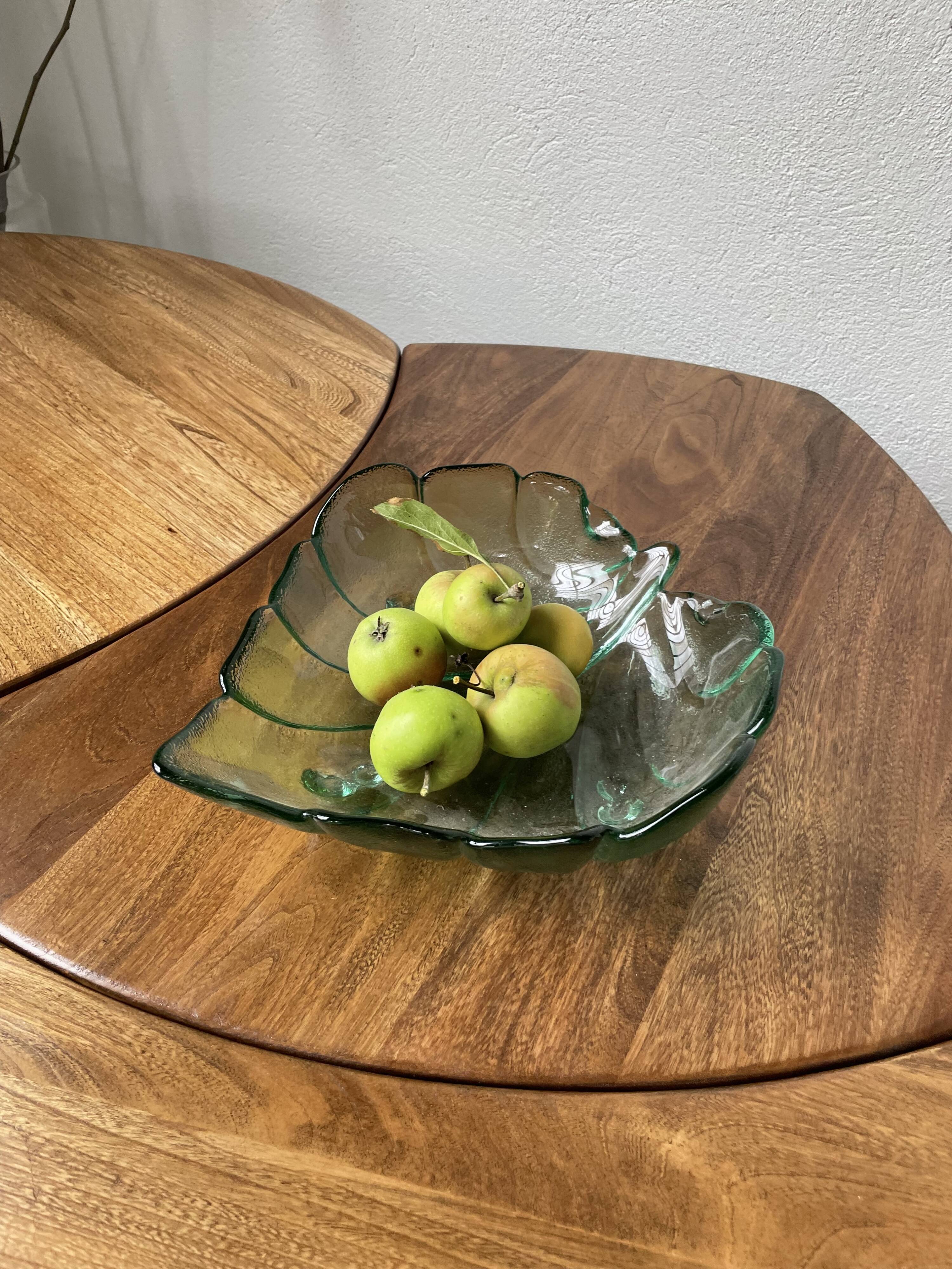 Tinted glass “leaf” dish