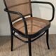 Canned bistro armchair and curved wood from the 60s