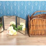 Rattan and bamboo magazine holder