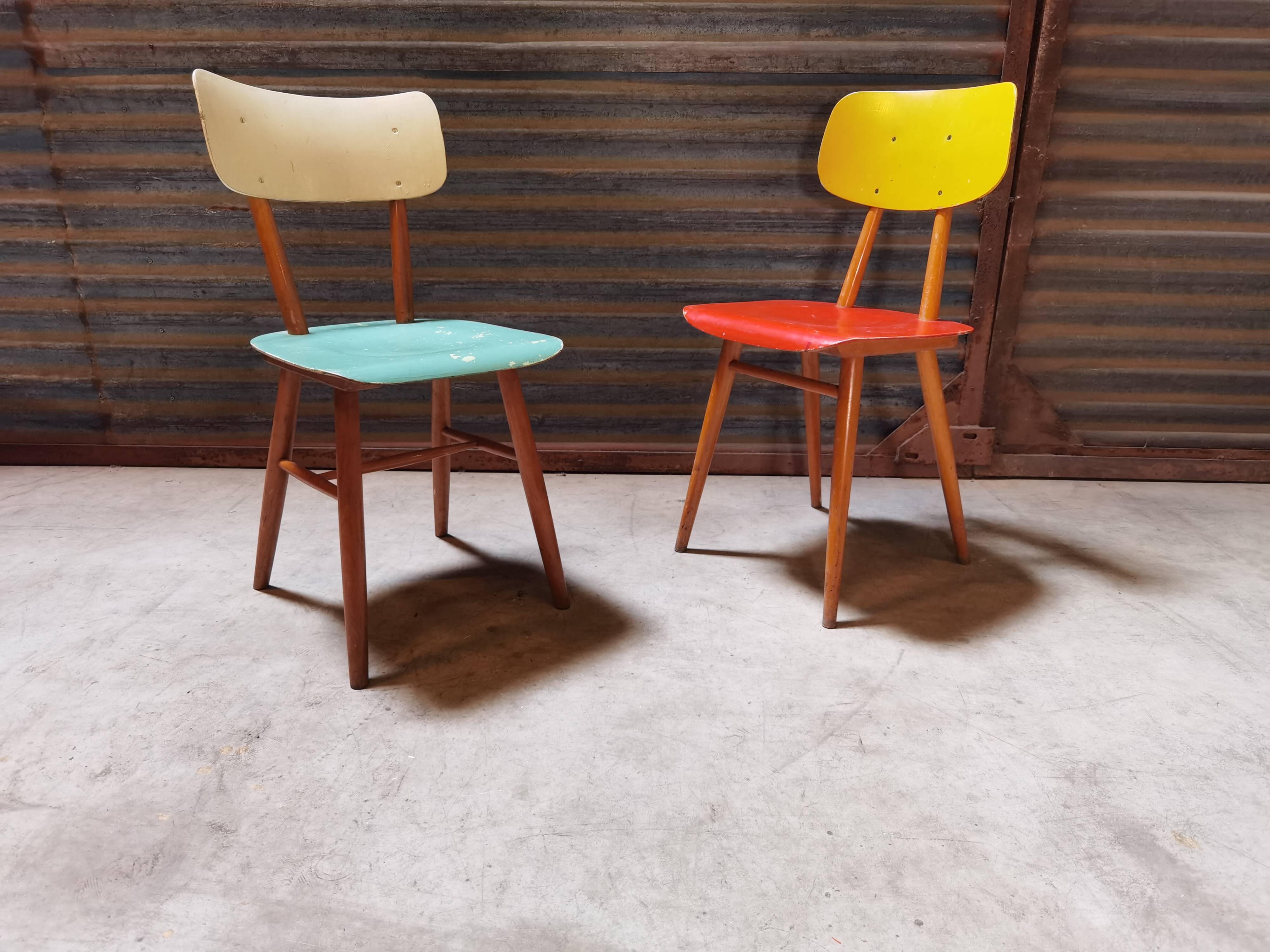 Pair of wooden chairs ton czech republic 1960
