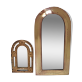 Two 70s patinated brass mirrors