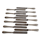 12 antique metal silver monogram table knives