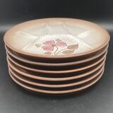 Compartmented plates in colored stoneware with Flower pattern
