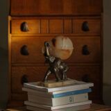 Art Deco Table Lamp, Elephant with Alabaster Globe, Early 20th Century, 1930s