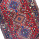 Traditional oriental wool carpet hand made red blue area rug- 83x127cm