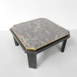 Table basse Fedam, Hollywood Regency, marbre dans cadre en acier