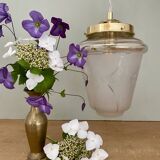 Vintage globe pendant light in white and gold frosted glass