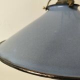 Pair of blue enameled sheet metal pendant lights