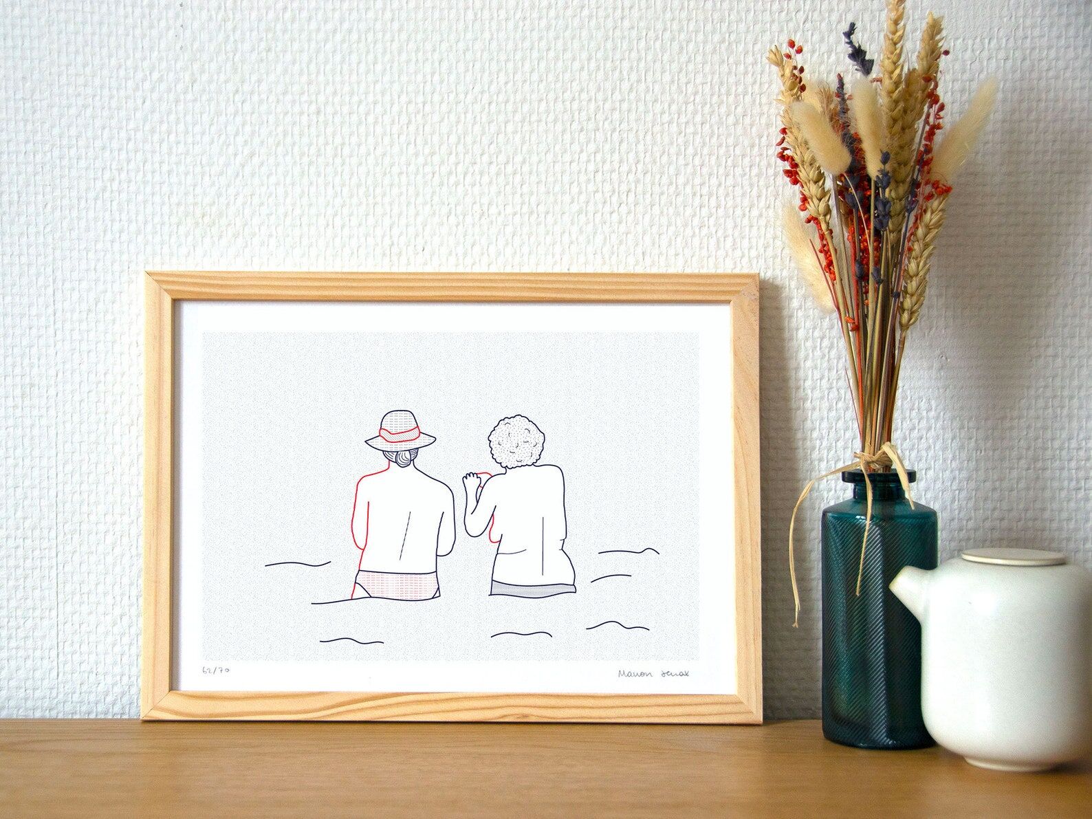 Illustration A4 naiade no. 7/8 brittany bather sea