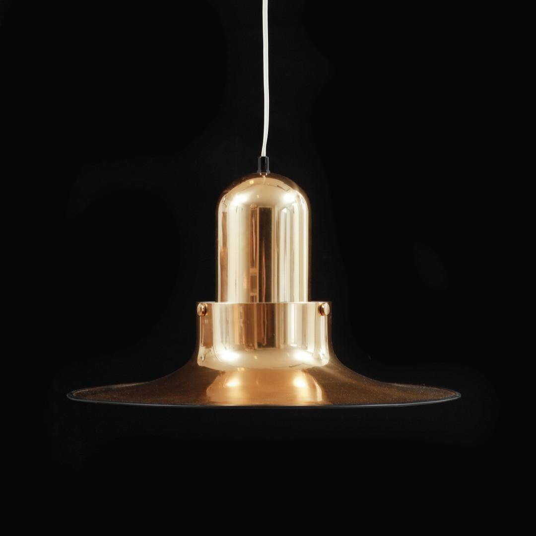 Scandinavian Modern Golden Pendant Lamp by PO Ström, 1970's