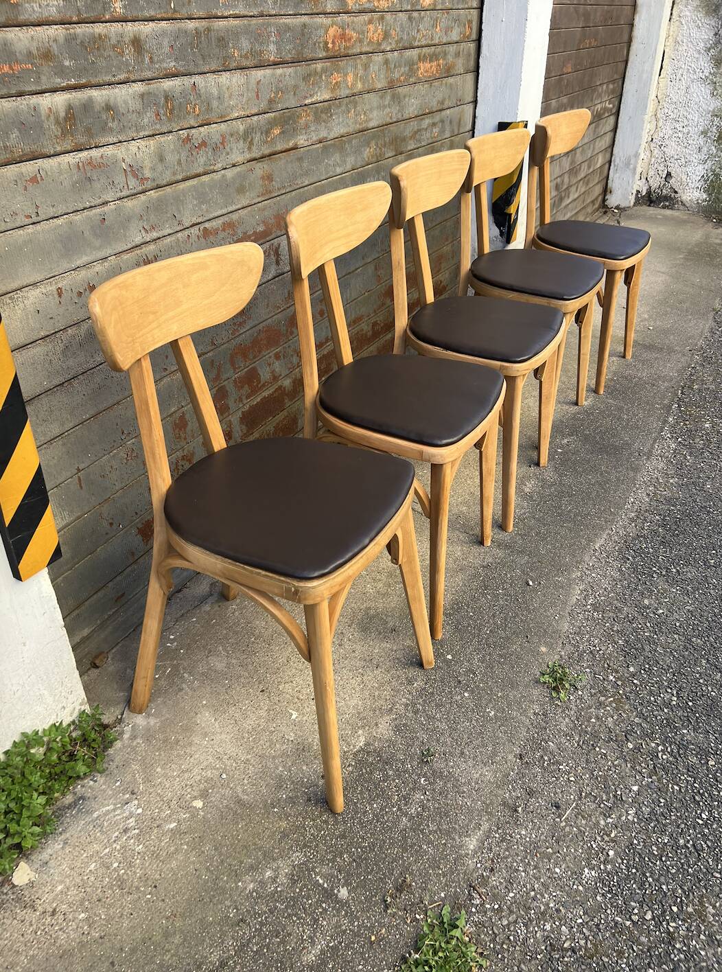 (Lot) 5 chaises modèle Banane estampillées Lutherma (Restaurées)