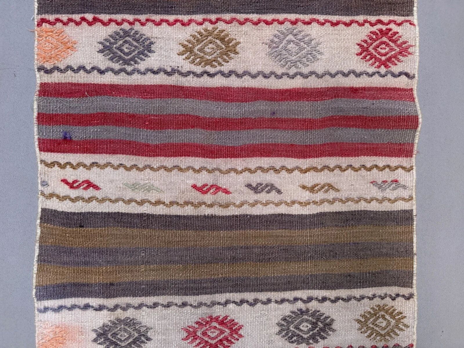 Couloir kilim étroit 57x350 cm shabby chic, vintage turc kelim 2572