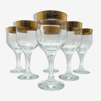 6 verres à vin liseré or cristalleria fratelli fumo