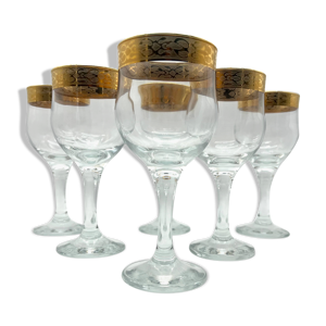 6 verres à vin liseré or cristalleria