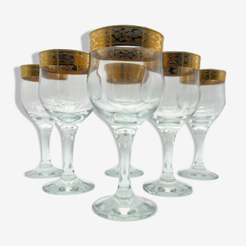 6 wine glasses bordered gold crystalleria Fratelli Fumo