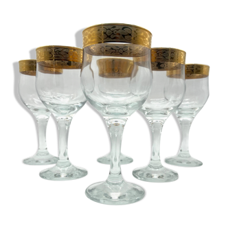 6 wine glasses bordered gold crystalleria Fratelli Fumo