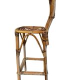 Set de 3 tabourets de bar en Rotin années 60