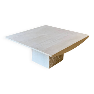 Coffee table in honed travertine by Claude Berraldacci