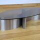Table basse vintage acier brossé & verre circa 1970
